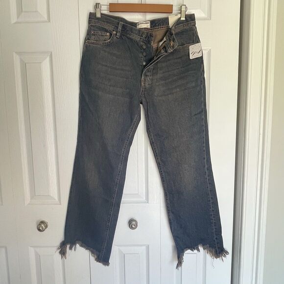 New Free People Jeans Womens 27 Blue Denim Maggie Mid Rise Straight We The Free - Picture 16 of 16